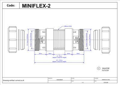 McAlpine MINIFLEX-2 1.5" x 1.5" universal compression connection Short Miniflex Flexible Connectors