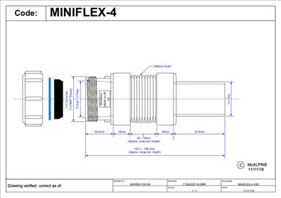 McAlpine MINIFLEX-4 1.25" universal compression connection x 1.25 " plain spigot Short Miniflex Flexible Connectors