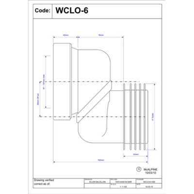 McAlpine Offset 6cm WC Connector in ABS WCLO-6