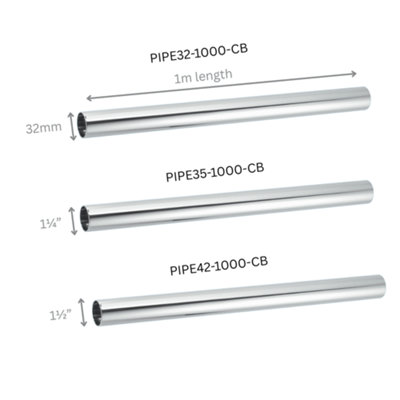 McAlpine PIPE32-1000-CB 32mm Chrome Plated Brass Waste Pipe