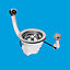 McAlpine PUFS113-CP 1.5" Pop-Up Basket Strainer Waste 113mm Stainless Steel Flange Chrome Plated Plastic Command Knob