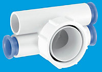 McAlpine R12 Four Way Connector 1" loose nut x four connections for 19mm pipe, supplied with 3 Plugs