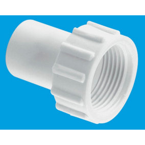 McAlpine R7 0.75" Straight Female Overflow Coupling with fixed nut for converting male BSP outlets to Pushfit Fittings