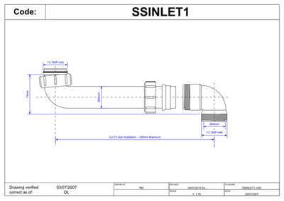 McAlpine SSINLET1 1.5" Space Saver Trap Inlet