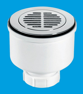 McAlpine ST90CPB-S-V 90mm x 50mm Water Seal Shower Trap with 2" Universal Vertical Outlet with removable 110mm Flange.