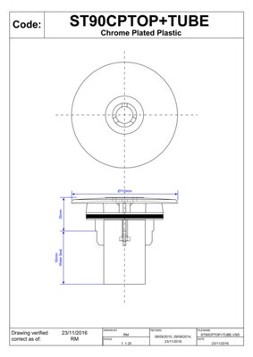 ST90CP10-70 - 90mm X 50mm Water Seal Shower Trap With 113mm Chrome Plated Plastic Dome Top