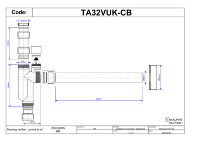 McAlpine TA32VUK-CB Chrome Plated Basin Kit with Plastic Tubular Anti-Syphon Trap