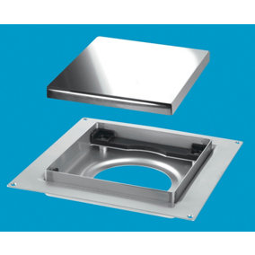 McAlpine TILE-PLAIN-P 150mm Square Stainless Steel Tile Drain for use with 50mm Water Seal trap body
