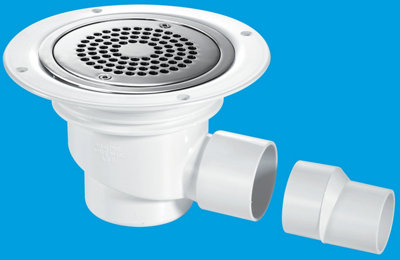McAlpine TSG1-ANTI/LIG 75mm Water Seal Trapped Gully, Clamp Ring and Cover Plate, 2" Horizontal Outlet and 2" x 1" Socket Reducer
