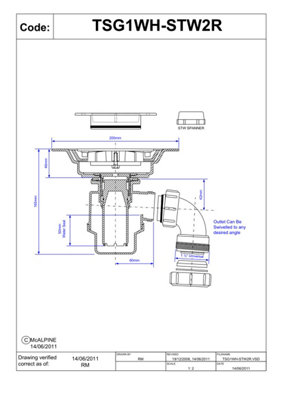 McAlpine TSG1WH-STW2R 50mm Water Seal Resealing Trap with 1" x 90degree Swivel Multifit Outlet Bend