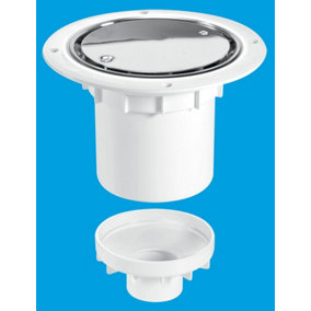 McAlpine TSG2SS 75mm Water Seal Trapped Gully, Clamp Ring and Cover Plate, 110mm or 2" Vertical Solvent Spigot Outlet