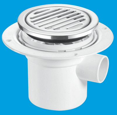 McAlpine TSG3-R125SS 75mm Water Seal Trapped Gully, Tile with removable Grid, 1.5" Side Inlet and 110mm or 1.5" Vertical Outlet