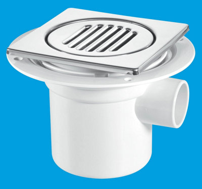McAlpine TSG3-T150SS 75mm Water Seal Trapped Gully, Tile with removable Grid, 1.5" Side Inlet and 110mm or 1.5" Vertical Outlet