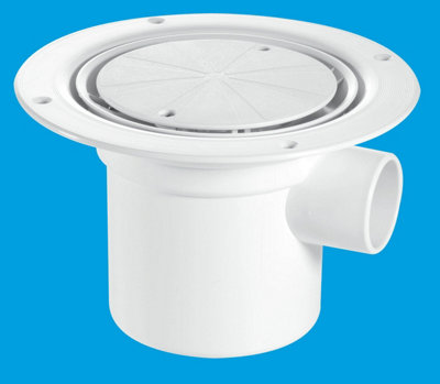 McAlpine TSG3-WH 75mm Water Seal Trapped Gully, Clamp Ring and Cover Plate, 1.5" Side Inlet and 110mm or 1.5" Vertical Outlet