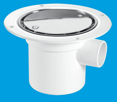 McAlpine TSG3SS 75mm Water Seal Trapped Gully, Clamp Ring and Cover Plate, 1.5" Side Inlet and 110mm or 1.5" Vertical Outlet