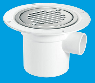 McAlpine TSG3SS-SL-SC 75mm Water Seal Trapped Gully, Clamp Ring and Cover Plate, 1.5" Side Inlet and 110mm or 1.5" Vertical Outlet