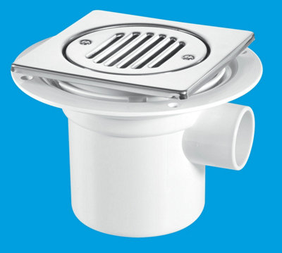 McAlpine TSG3T6SS 75mm Water Seal Trapped Gully, Tile with removable Grid, 1.5" Side Inlet and 110mm or 1.5" Vertical Outlet
