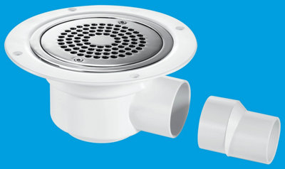 McAlpine TSG50-ANTI/LIG 50mm Water Seal Trapped Gully, Clamp Ring and Cover Plate, 2" Horizontal Outlet and 2" x 1" Socket Reducer