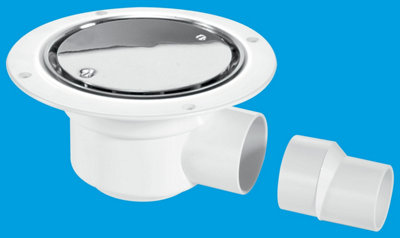 McAlpine TSG50SS 50mm Water Seal Trapped Gully, Clamp Ring, Cover Plate, 2" Horizontal Outlet and 2" x 1.5" Socket Reducer