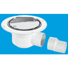 McAlpine TSG50SS 50mm Water Seal Trapped Gully, Clamp Ring, Cover Plate, 2" Horizontal Outlet and 2" x 1.5" Socket Reducer