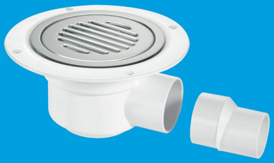 McAlpine TSG50SS-SL-NSC 50mm Water Seal Trapped Gully, Clamp Ring and Cover Plate, 2" Horizontal Outlet and 2" x 1" Socket Reducer