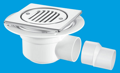 McAlpine TSG50T6SS 50mm Water Seal Trapped Gully, Tile with removable Grid, 2" Horizontal Outlet and 2" x 1.5" Socket Reducer