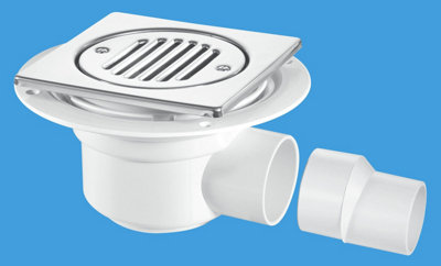 McAlpine TSG50T6SS 50mm Water Seal Trapped Gully, Tile with removable Grid, 2" Horizontal Outlet and 2" x 1.5" Socket Reducer
