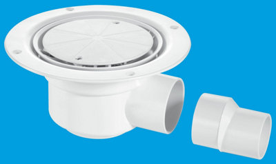 McAlpine TSG50WH 50mm Water Seal Trapped Gully, Clamp Ring and Cover Plate, 2" Horizontal Outlet and 2" x 1.5" Socket Reducer