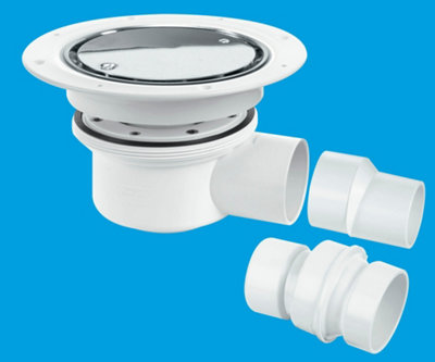 McAlpine TSG52SS Two-Piece 50mm Water Seal Gully, Clamp Ring, Cover Plate, 2" Horizontal Outlet and 2" x 1.5" Socket Reducer