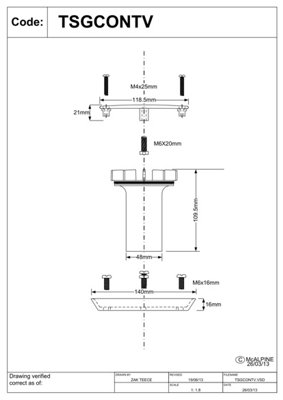 McAlpine TSGCONTV Conversion Kit to convert any TSG1 or TSG2 Gully to a sheet flooring gully