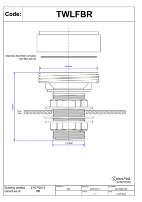 McAlpine TWLFBR 1" Screened Tank Breather