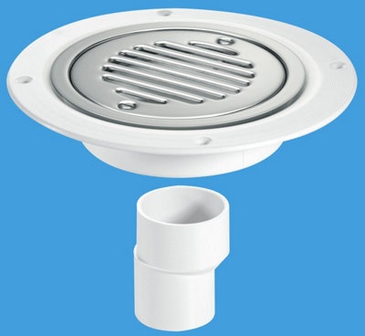 McAlpine USG2SS-SL-SC Untrapped Gully, Clamp Ring and Cover Plate, 2" Vertical Outlet and 2" x 1" Socket Reducer