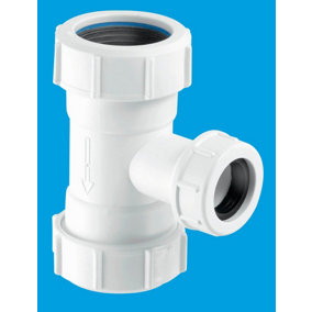 McAlpine V33T-FP Tee Piece with Universal Connection to flush pipe at both ends x 19/23mm Universal Connection
