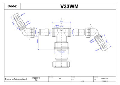McAlpine V33WM Twin Connector for plumbing two domestic appliance discharge hoses into Standpipe Trap