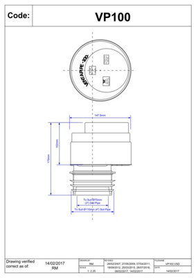 McAlpine VP100 Ventapipe 100 Air Admittance Valve with dual fit synthetic rubber seal outlet for 3"/75mm or 4"/110mm soil pipe - 3