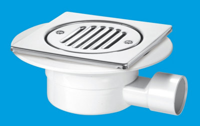 McAlpine VSG1T6SS Valve Shower Gully, Tile with removable Grid, 1" Horizontal Outlet