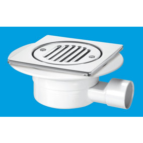 McAlpine VSG1T6SS Valve Shower Gully, Tile with removable Grid, 1" Horizontal Outlet