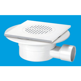 McAlpine VSG1T6WH Valve Shower Gully, Tile with removable Grid, 1" Horizontal Outlet