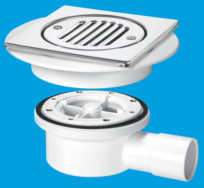 McAlpine VSG52T6SS Two-Piece Valve Shower Gully: Tile with removable Grid, 1" Horizontal Outlet