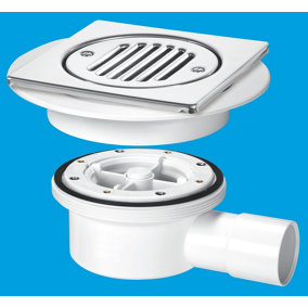 McAlpine VSG52T6SS Two-Piece Valve Shower Gully: Tile with removable Grid, 1" Horizontal Outlet