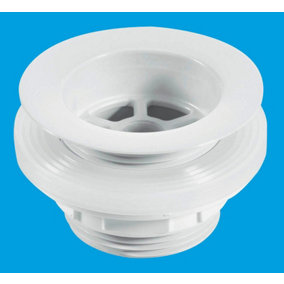 McAlpine W4 Backnut Bath Waste 70mm White Plastic Flange x 1.5" Tail Unslotted White PVC Plug