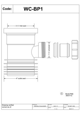 McAlpine WC-BP1 Boss Pipe for use with WC Connectors