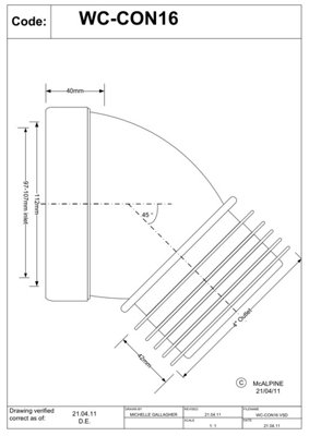 McAlpine MACFIT Rigid 14° Angled WC Pan Connector White 150mm