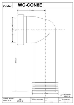 McAlpine WC-CON8E 90 degree Bend Adjustable Length Extended Inlet Rigid WC Connector - 3