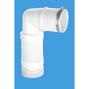 McAlpine WC-CON8F-S-BTW 97-107mm Inlet 90 degree Flexible WC Connector for Back to Wall WC Pan for Installation Horizontally