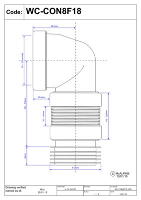 McAlpine WC-CON8F18 90 degree Flexible WC Connector