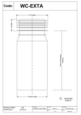 McAlpine WC-EXTA Adjustable Length Straight Extension Piece for Rigid WC Connectors