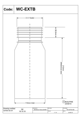 McAlpine WC-EXTB Adjustable Length Straight Extension Piece for Rigid WC Connectors