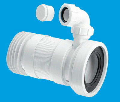 McAlpine WC-F23RV 97-107mm Inlet x 4"/110mm Outlet Flexible WC Connector with 1.25 Universal Vent Boss.