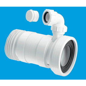 McAlpine WC-F23RV 97-107mm Inlet x 4"/110mm Outlet Flexible WC Connector with 1.25 Universal Vent Boss.